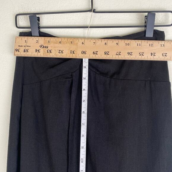 Greylin Brenda Linen Skirt Size S Black Pareo Midi Twist Front Neutral Casual - Picture 13 of 14